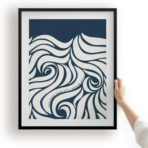 Song Lyric Wall Art Print, Abstract Ocean Waves Music Poster, Modern Coastal Nautical Decor Aesthetic Minimalist Artwork For Living Room Bedroom