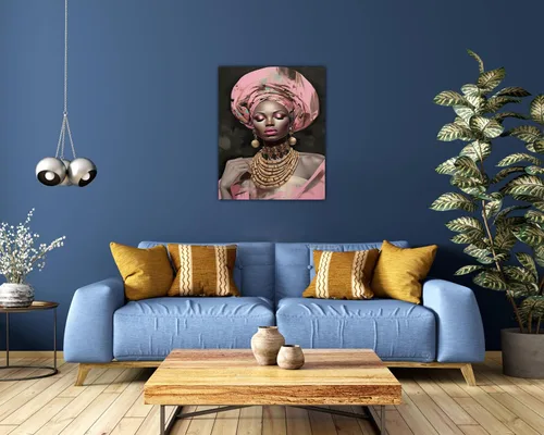 Miniatura 246 de Arte de pared afroamericano, decoración de rey y reina bailarín negro para sala de estar, arte de pareja de amor negro para dormitorio, lienzo