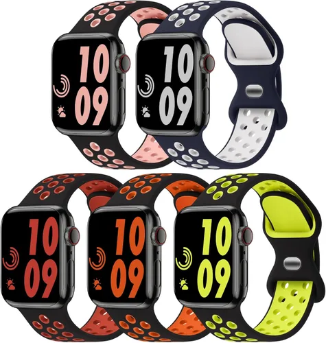 Miniatura 22 de 5 Pack de Correas Deportivas Compatibles con Apple Watch de 44mm 45mm 46mm 42mm 41mm 40mm 38mm 49mm para Hombres Mujeres, Correa de Muñeca