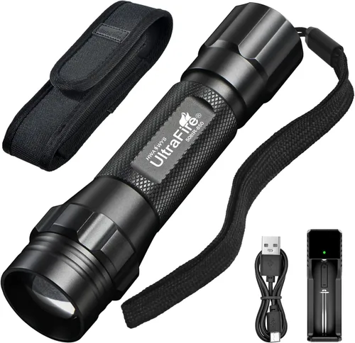 ULTRAFIRE Linterna IR de 850 nm para visión nocturna, iluminador infrarrojo LED IR, luces IR con zoom son invisibles para el ojo humano, uso con