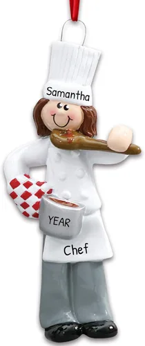 Miniatura 5 de Adornos de chef personalizados 2025 – Adorno de Navidad personalizado para panadero, adornos de alimentos, cocina de chef africano americano