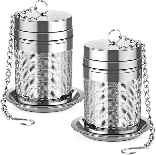 Infusores de té para té suelto, (2 unidades) Juego de coladores de té de acero inoxidable 18/8, té de malla extra fina para té preparado, especias y