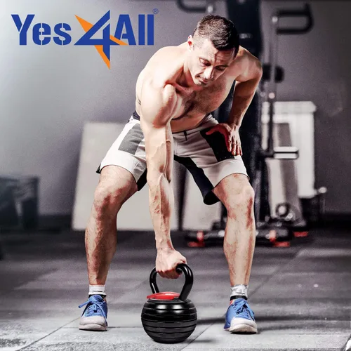 Miniatura 8 de Yes4All Adjustable Kettlebell Set, 20–40 LB Weight Set, Solid Cast Iron Handle with Spacer Disks & Secure Lock, Space-Saving Kettlebell for Home Gym