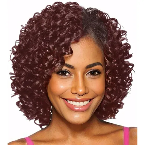 Miniatura 9 de XIUFAXIRUSI XIUFAXIRUSI Pelucas afro rizadas para mujeres negras, pelucas cortas rubias rizadas con parte lateral, peluca de pelo sintético completo