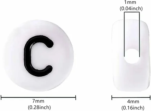 Miniatura 3 de 100 cuentas de letras acrílicas del alfabeto para hacer joyas, cuentas redondas blancas de la letra C para hacer pulseras, collares de bricolaje