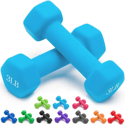 Miniatura 63 de Portzon Mancuernas con Pesos 10 Opciones de Colores Compatibles con Juego de 2 Mancuernas de Neopreno, 1-15 Libras, Antideslizantes, No se Ruedan