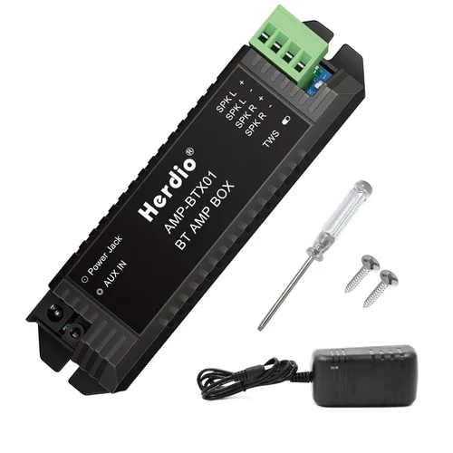 Herdio Amplificador de audio para el hogar Bluetooth 2.0 Sistema receptor de canales para altavoces pasivos con AUX TWS adecuado para techo, marino,