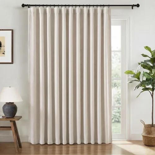 Miniatura 11 de INOVADAY Cortinas 100% opacas para dormitorio, cortinas opacas de 84 pulgadas de largo, cortinas opacas de lino con anillos de clip, aislamiento