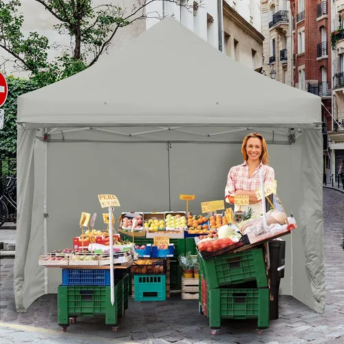 Miniatura 10 de Tangkula Tienda de campaña desplegable de 10 x 10 pies, toldo instantáneo comercial con 5 paredes laterales extraíbles con cremallera y toldo