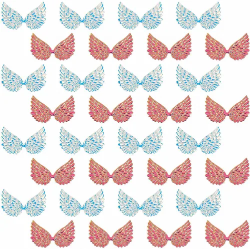 Miniatura 9 de GORGECRAFT 40 piezas de alas de ángel láser de 2.5 pulgadas, parches de alas en relieve, apliques rosados, mini alas para manualidades, accesorios