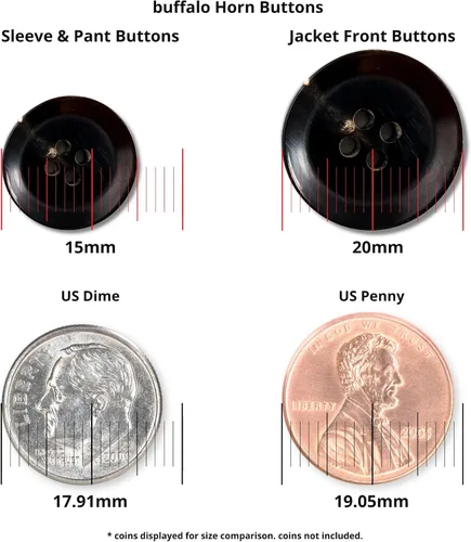 Miniatura 5 de ButtonMode Juego de 16 botones de traje de cuerno de búfalo con 4 botones que miden 0.787 in (3/4 pulgadas) para la parte delantera de la chaqueta