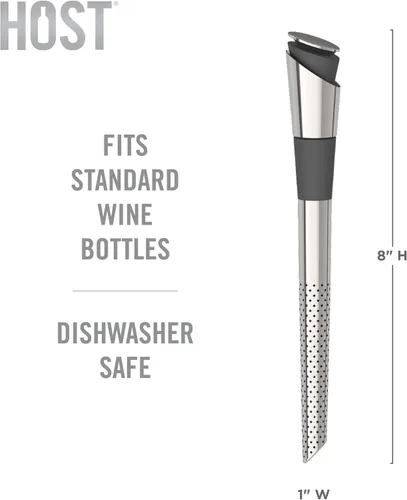 Miniatura 3 de Host Filtro de vino con tapón, purificador de vino de acero inoxidable para eliminar histaminas, sulfitos y suavizar taninos, incluye tapón