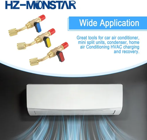 Miniatura 6 de Válvula de bola refrigerante de aire acondicionado 1/4 '' SAE, adaptador de válvula de bola de cierre en ángulo HVAC de latón para sistema mini