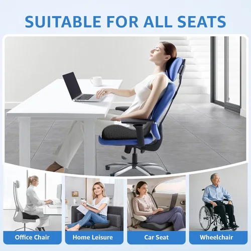 Miniatura 7 de Sytopia Extra Large Office Chair Cushion, 19" x 17" Ergonomic Memory Foam Seat Cushion, Pressure Relief for Tailbone Pain, Sciatica & Hip Pain