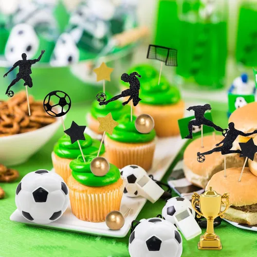 Miniatura 4 de 29 piezas de decoración de pastel de fútbol de cumpleaños decoración de pastel de fútbol jugador de pelota deportiva decoración de pasteles