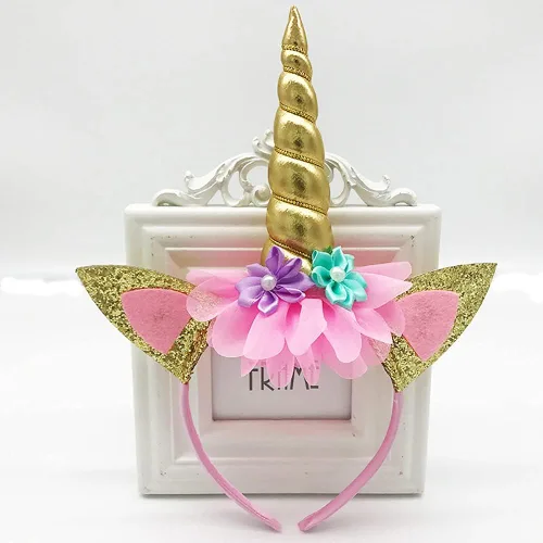 Miniatura 4 de 2 diademas de cuerno de unicornio, flores, orejas de gato, para fiestas de cumpleaños, Navidad, Halloween, accesorios de fotos, suministros
