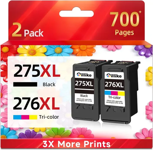 Cartuchos de tinta de repuesto 275XL 276XL para Canon Ink 275 276 XL pg-275 cl-276 (negro y color 2 unidades) compatibles con impresoras TS3520