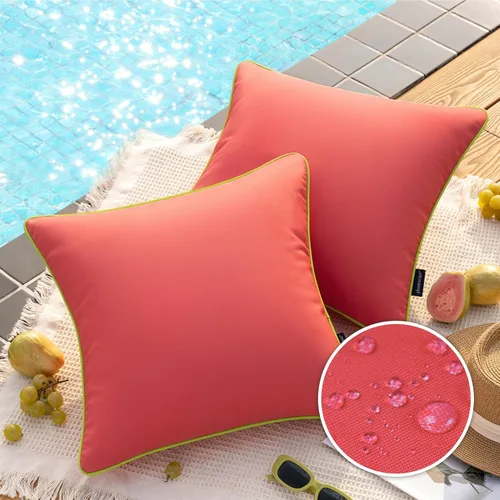 Miniatura 16 de Phantoscope - Juego de 2 fundas de almohada y cojín cuadradas decorativas, impermeables, para intemperie, sofás, carpas, 18 x 18 pulgadas
