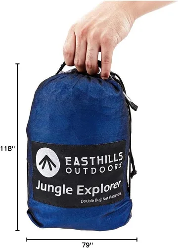 Miniatura 10 de Easthills Outdoors Jungle Explorer - Hamaca doble para acampar de 118 x 79 pulgadas, ligera, antidesgarros, nailon para 2 personas, con red