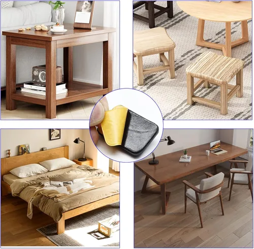 Miniatura 7 de 24 deslizadores de teflón autoadhesivos para muebles, de 1.35 x 0.98 pulgadas, rectangulares para muebles, almohadillas móviles para alfombras