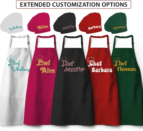 Miniatura 3 de Delantales Personalizados para Mujer y Hombre, Delantal de Chef Personalizado, Delantal de Cocina Personalizado con Bolsillos, Delantales para Asar