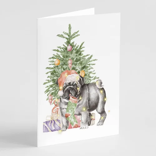 Miniatura 11 de Caroline's Treasures CK8213GCA7P Bulldog, Bulldog Inglés #2 - Tarjetas de felicitación y sobres de árbol de Navidad, paquete de 8 tarjetas en blanco