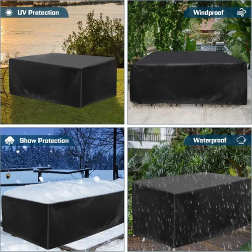 Miniatura 6 de JESTOP Fundas para Muebles de Patio, 600D Cubierta Rectangular para Mesa de Exterior Impermeable Resistente al Viento Tela Oxford Resistente Anti-UV