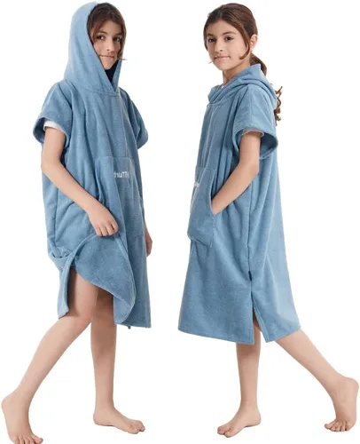Miniatura 6 de Hiturbo Poncho de toalla cambiante para niños: toallas de baño absorbentes de secado rápido con capucha - Poncho de microfibra para nadar surf