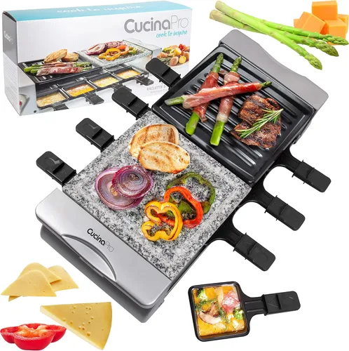 Miniatura 9 de Parrilla de mesa eléctrica de raclette de queso con placa antiadherente y piedra de cocina, barbacoa coreana sin humo para interiores para 8