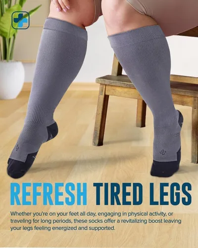Miniatura 5 de Doctor's Select 3 Pairs Plus Size Compression Socks Wide Calf - Upt o 6XL 20-30 mmHg Compression Socks for Women Wide Calf