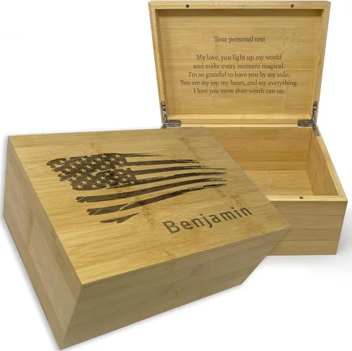 Miniatura 85 de Caja de madera grabada personalizada grande – Caja de recuerdo de madera de acacia con mensaje oculto personalizado, cajas de memoria de nogal