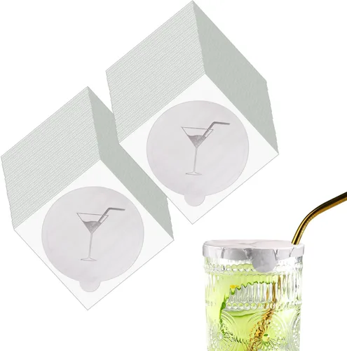 Paquete de 100 tapas de protección para bebidas, fundas para bebidas para protección contra el alcohol, tapa universal para copas de vino y vasos.
