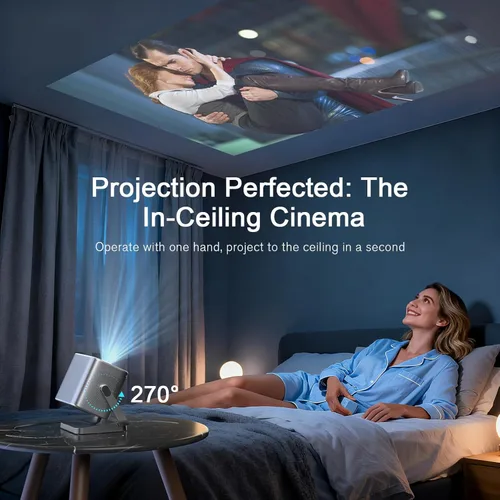 Miniatura 5 de [Compatible con Netflix y TOF en tiempo real Focus] Mini proyector con WiFi y Bluetooth, proyector inteligente XuanPad gris claro soporte 4K, Dolby
