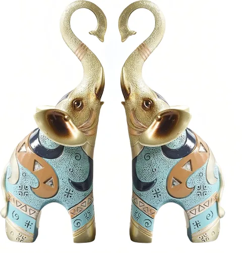 Decoración de estatuas de elefante dorado, figura de buena suerte para decoración del hogar, esculturas y estatuas de arte de resina, regalos de