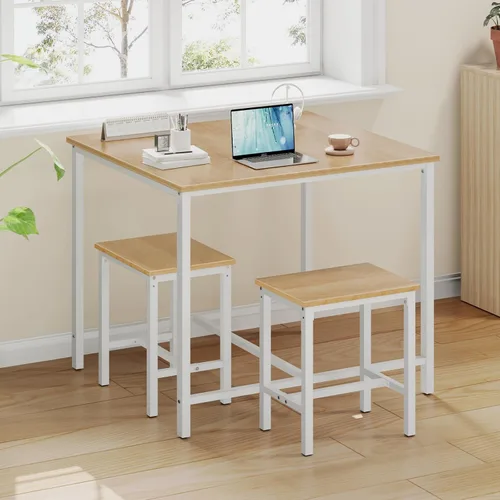 Miniatura 6 de HOOBRO juego de mesa de comedor industrial de 3 piezas, mesa de cocina, comedor para ahorrar espacio para la cocina, comedor, espacio pequeño