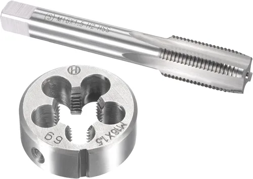 Miniatura 18 de uxcell M13 x 0.039 in Juego de llaves métricas y troqueles, rosca de máquina con troquel de roscado redondo, kit de grifo y troquelado