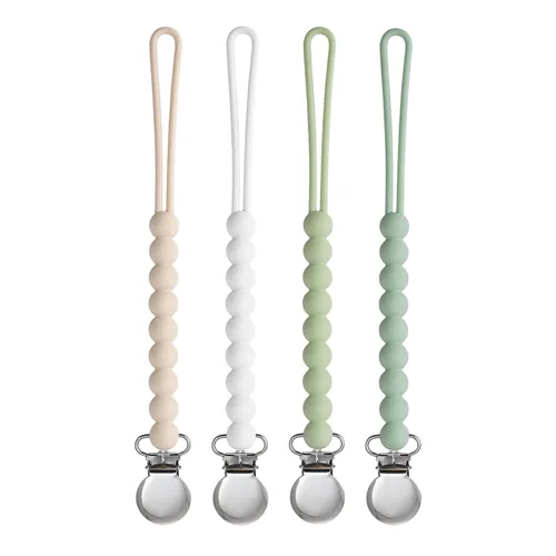 Miniatura 8 de Clip para chupete para niños y niñas, paquete de 4 soportes para chupete de chupete, para regalo de ducha, cumpleaños (beige, beige, azul, salvia)