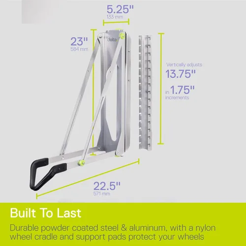 Miniatura 6 de Delta Cycle - Estante de almacenamiento para bicicletas Pivot – Soporte de pared para garaje giratorio para ahorrar espacio – No requiere elevación