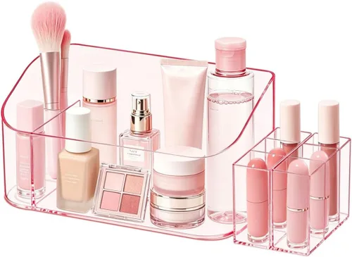 Miniatura 15 de SUNFICON Bandeja Soporte Organizador de Maquillaje Estuche Expositor de Cosméticos de Mesa Escritorio Tocador Encimera Baño Pared Gabinete Caja