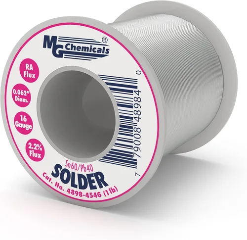 MG Chemicals - 4898-454G 60/40 Soldadura con núcleo de colofonia, 0.062" de diámetro, carrete de 1 libra