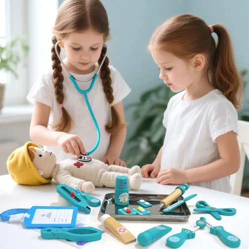 Miniatura 2 de Kit médico para niños pequeños de 3 a 5 años, juego de madera para dentistas, juego de doctor, juguetes de simulación para niños pequeños, kit
