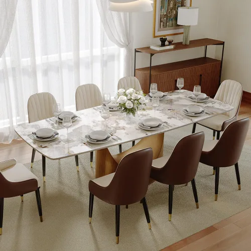 Miniatura 19 de POVISON Mesa de Comedor Moderna Hobart de 63" para 4, Mesa de Comedor Rectangular de Servicio Pesado Negro Mate, Superficie de Mesa de Comedor
