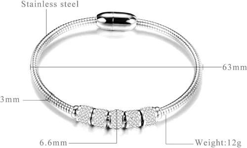 Miniatura 2 de Jude Jewelers Pulsera de cadena de serpiente de circonita cúbica de acero inoxidable