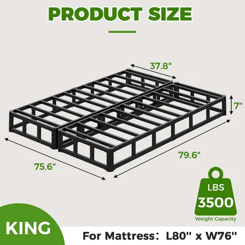 Miniatura 2 de EMODA Base de cama de metal resistente de 4 pulgadas con cubierta de tela, fácil montaje