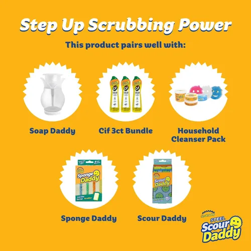 Miniatura 5 de Esponjas de limpieza grandes de acero de Scrub Daddy - Esponja de acero inoxidable XL de Scrub Daddy para fregar platos - Almohadillas de limpieza