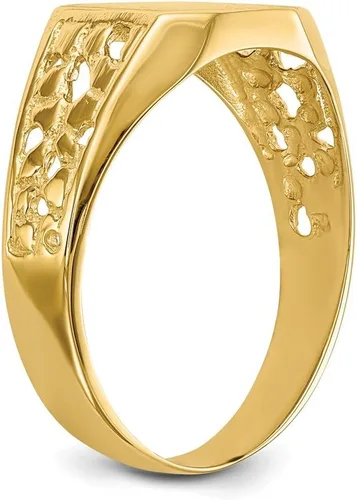 Miniatura 6 de Anillo de sello con monograma grabable de oro amarillo sólido de 14 k para hombre, talla 9, Metal