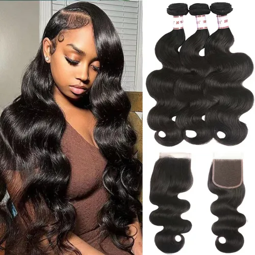 Miniatura 32 de 3 manojos de cabello humano 12A, ondulado, 100% sin procesar, cabello humano virgen brasileño de tejido rápido (14, 16, 18 pulgadas)