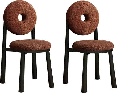 Miniatura 11 de Donut Dining Chairs,Makeup Chair,Kitchen Room Chairs Nordic Back, Dining Room with Metal Legs,Living Room Chair for Home Bedroom Cream Wind Brownish