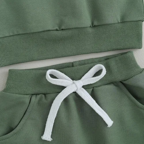 Miniatura 98 de Conjunto de ropa de otoño e invierno para bebé niño pequeño, sudadera de manga larga con colores contrastantes, pantalones elásticos para recién