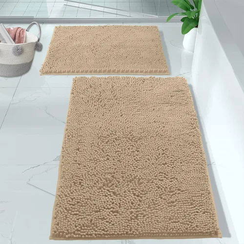 Miniatura 15 de LuxUrux Juego de 2 tapetes de baño de felpa extrasuave, material de microfibra de felpilla de 1 pulgada, color verde súper absorbente